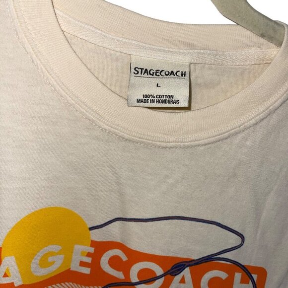 Stage Coach Mens Tee Shirt Size Large Cream 2023 Concert Crew Neck Pure Cotton - Picture 4 of 7
